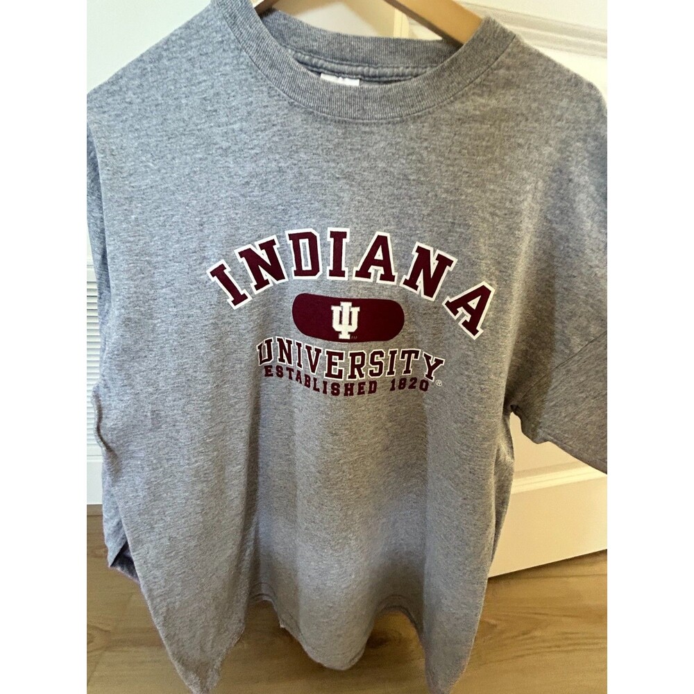 Vintage Y2K Indiana University Hoosiers Long Sleeve T Shirt Gildan Gray Size XL